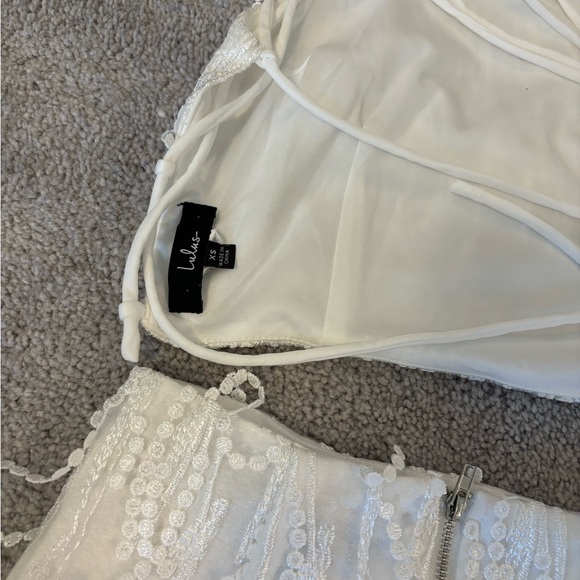 Two Piece Fringe Lace Up Mini Dress - Picture 2 of 5